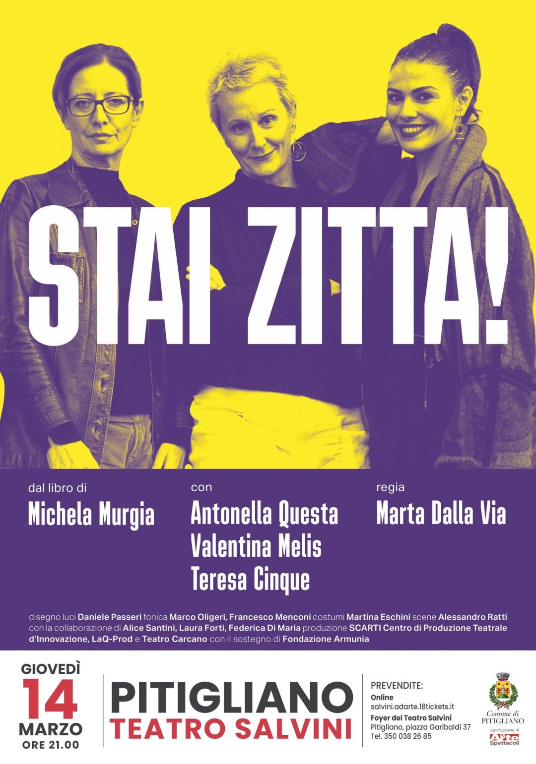 A Pitigliano sold out per lo spettacolo “Stai Zitta” dal libro di Michela Murgia