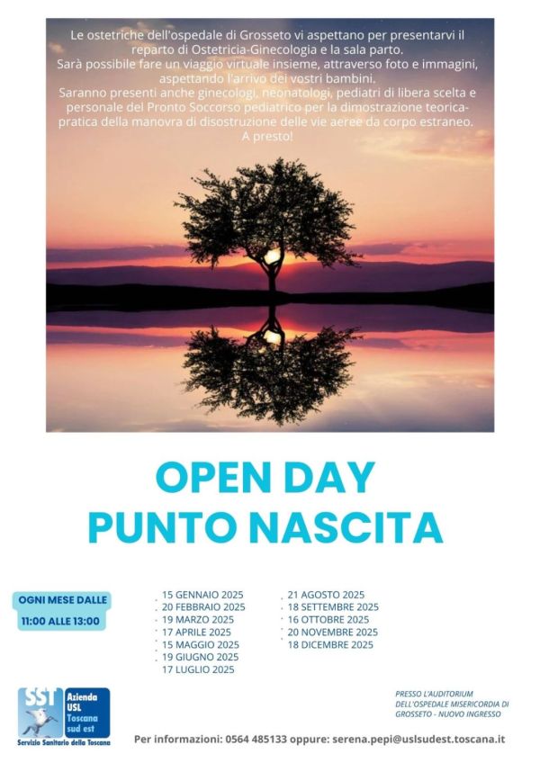 Asl: Nuovo calendario degli «Open day» al Punto nascita di Grosseto