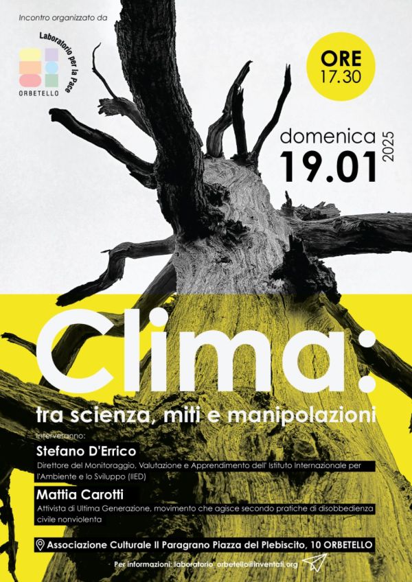 Crisi climatica, se ne parla nell'evento del Laboratorio per la Pace di Orbetello