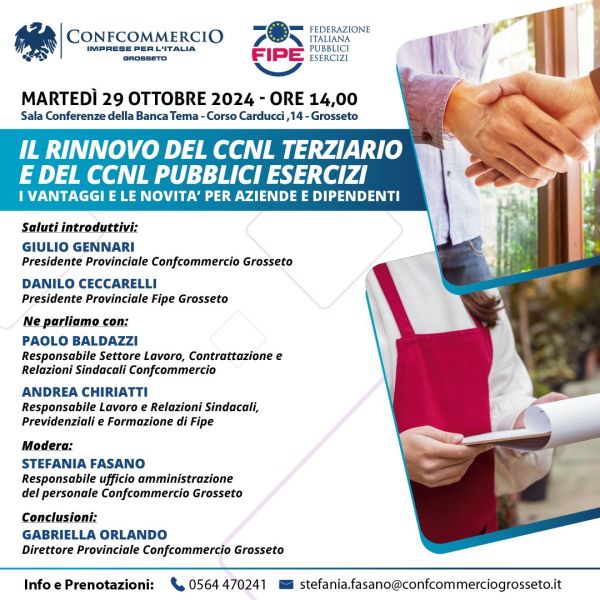 Confcommercio: I rinnovi dei contratti di lavoro del terziario e dei pubblici esercizi 