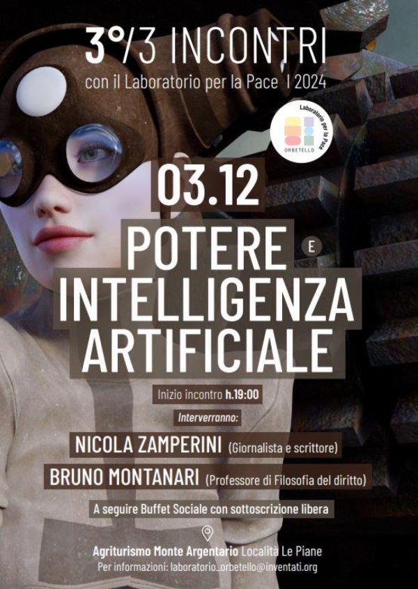 "Potere e Intelligenza Artificiale", terzo incontro con il Laboratorio per la Pace 2024